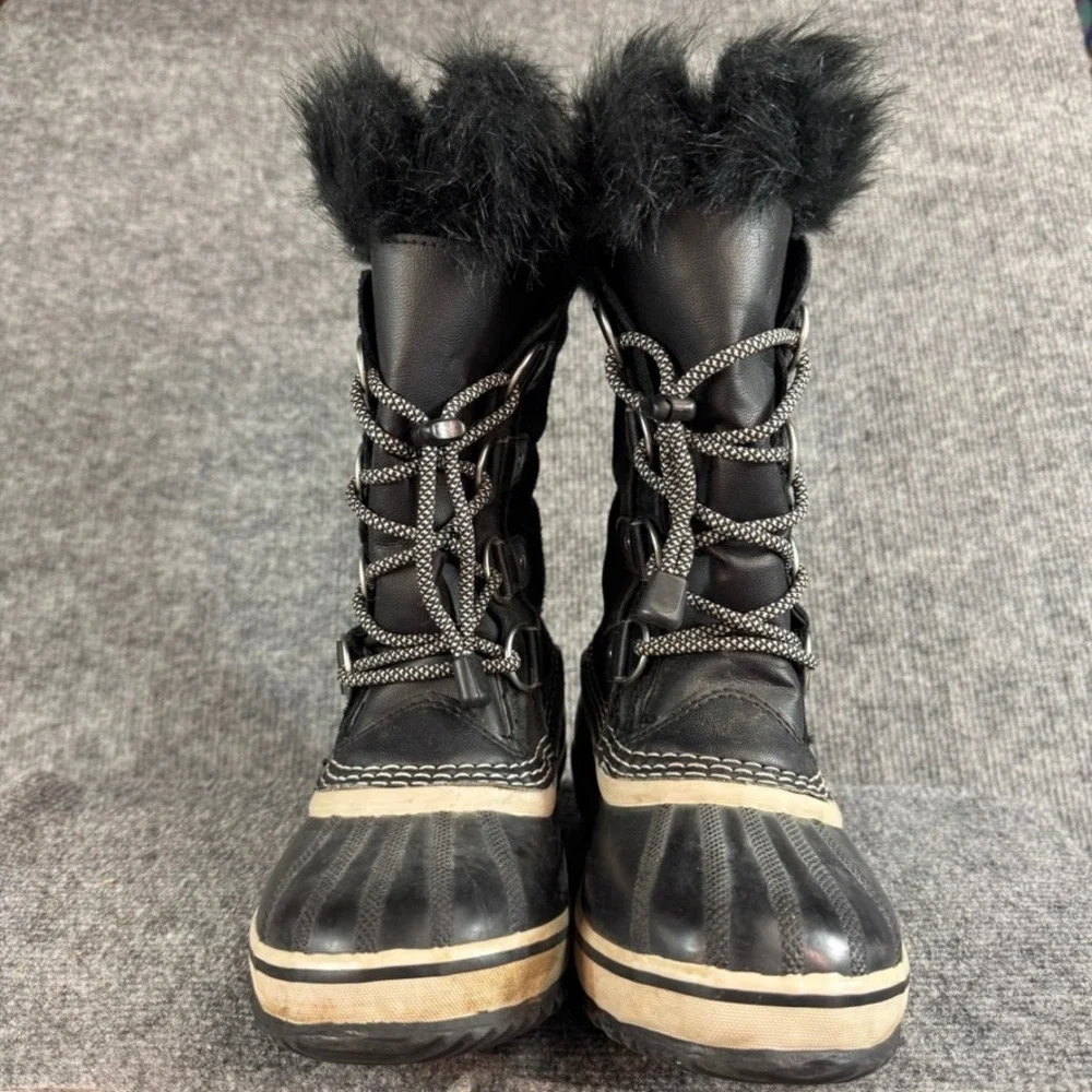 Sorel Joan of Arctic Black Waterproof Winter Snow Boots Faux Fur Trim 2